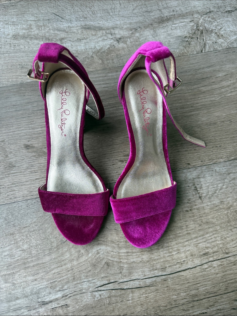 Lilly Pulitzer Velvet Ankle-Strap Heels